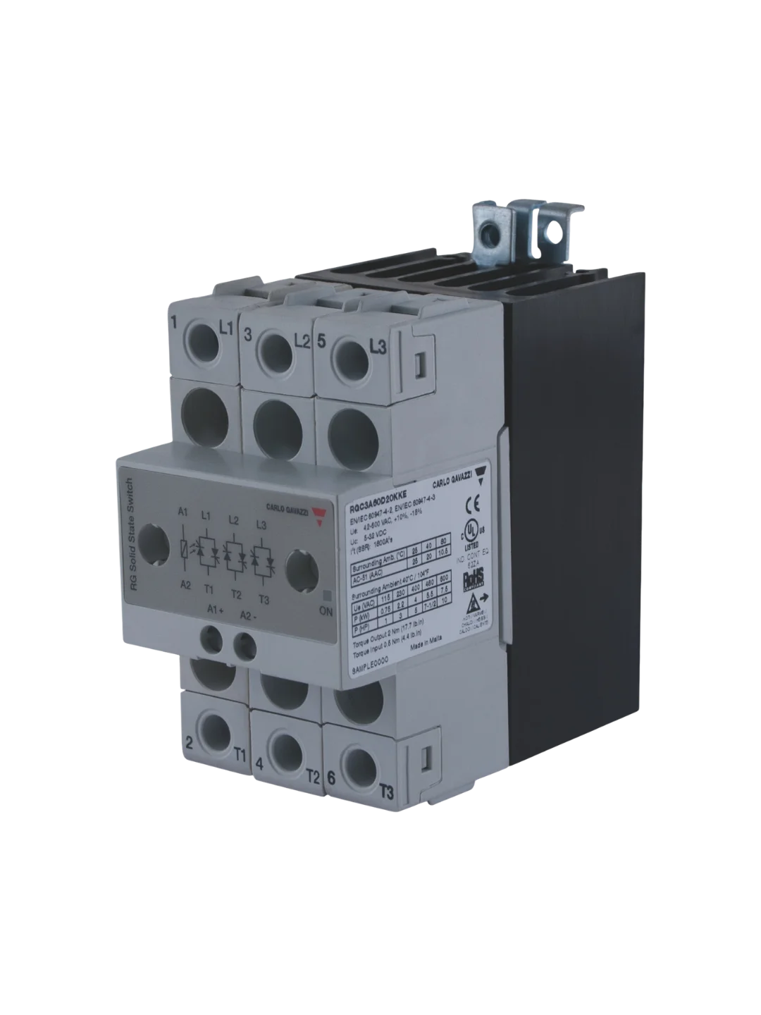 RGC3A60D20KKE Carlo Gavazzi - 3-Phase Solid State Relay 20 A with Integrated Heatsink — Carlo Gavazzi Drives – Motors – Circuits Protection